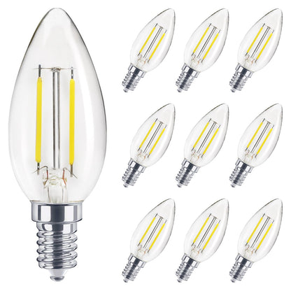 2W LED Candle Light Bulb Cool White 5000K E14 Clear Glass 4 or 6 or 10 Pack - Energy Light Bulbs - Free delivery on all orders