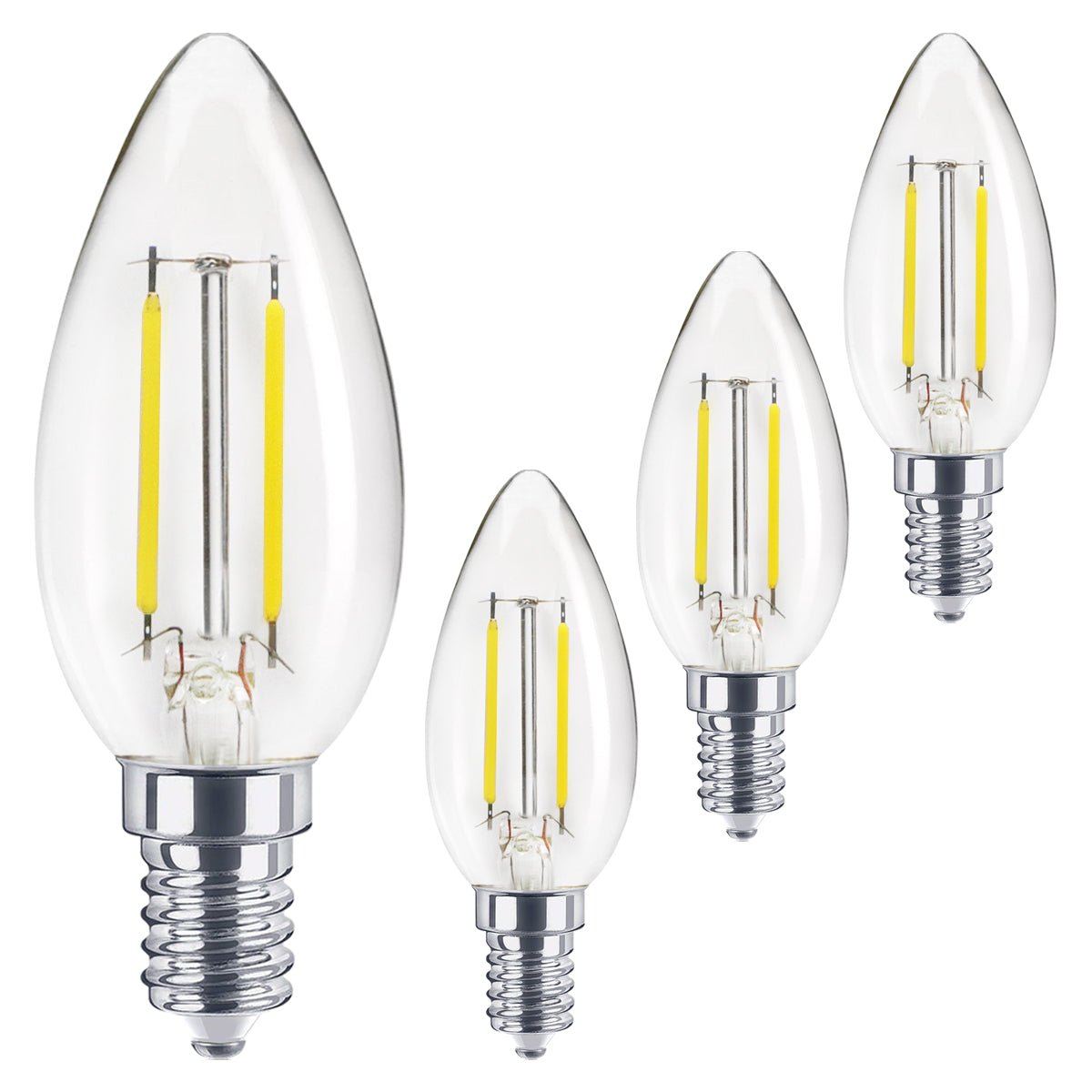 2W LED Candle Light Bulb Cool White 5000K E14 Clear Glass 4 or 6 or 10 Pack - Energy Light Bulbs - Free delivery on all orders
