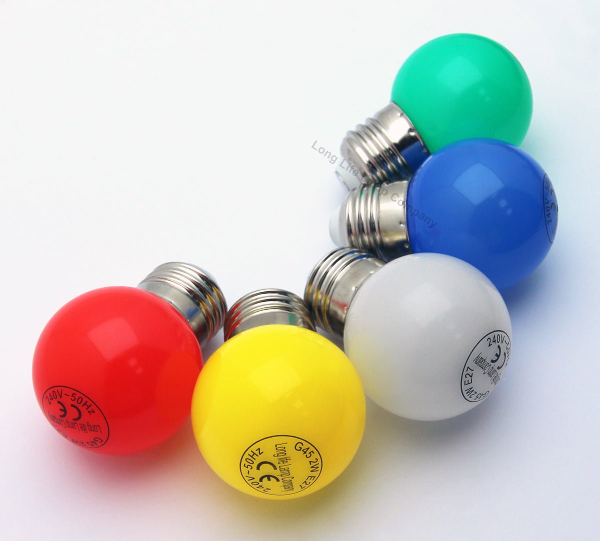 2w LED Coloured Mini Golf Balls E27 Edison Screw Fitting - Energy Light Bulbs - Free delivery on all orders
