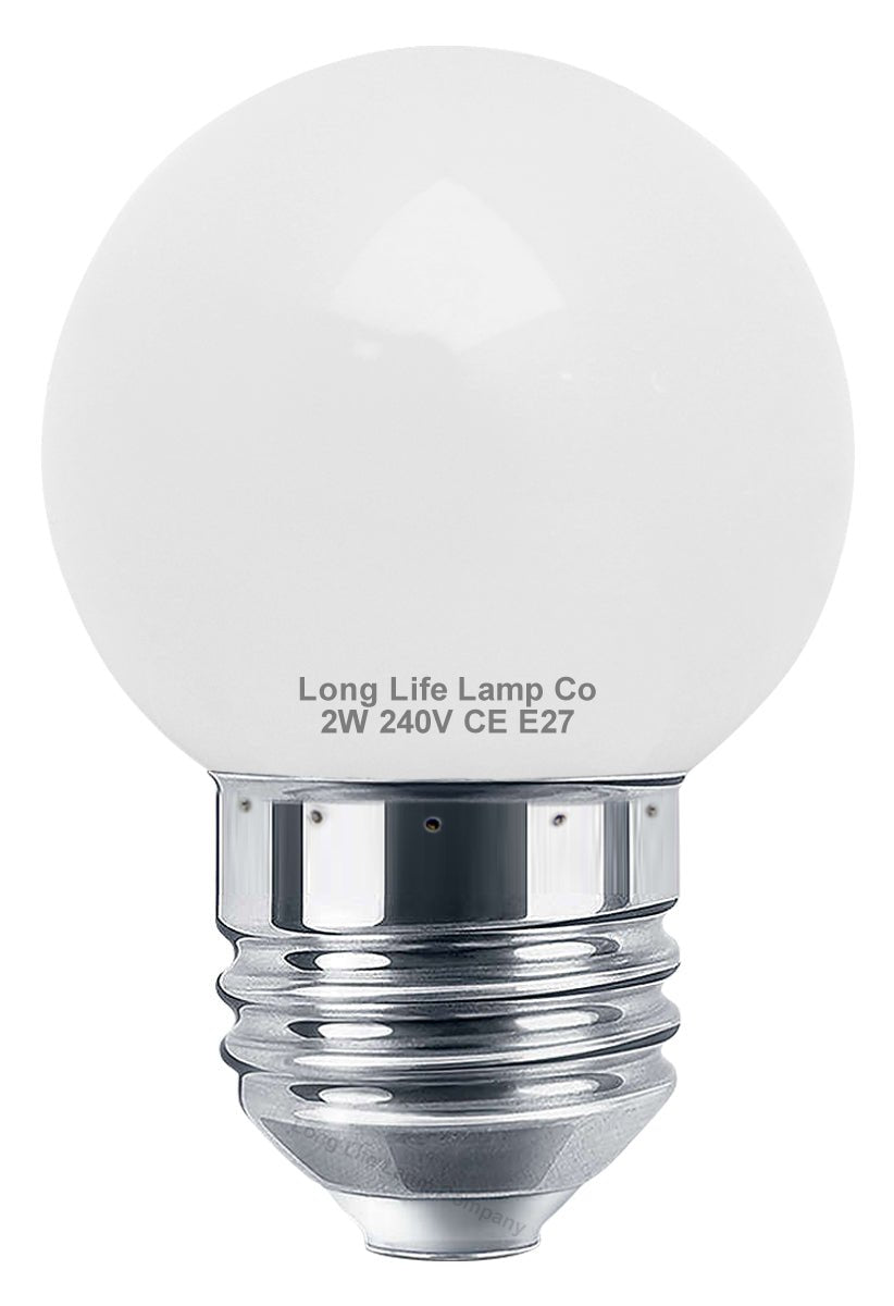 2w LED Coloured Mini Golf Balls E27 Edison Screw Fitting - Energy Light Bulbs - Free delivery on all orders
