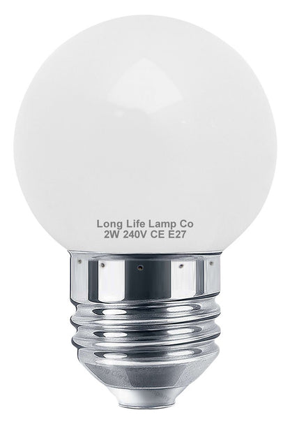 2w LED Coloured Mini Golf Balls E27 Edison Screw Fitting - Energy Light Bulbs - Free delivery on all orders