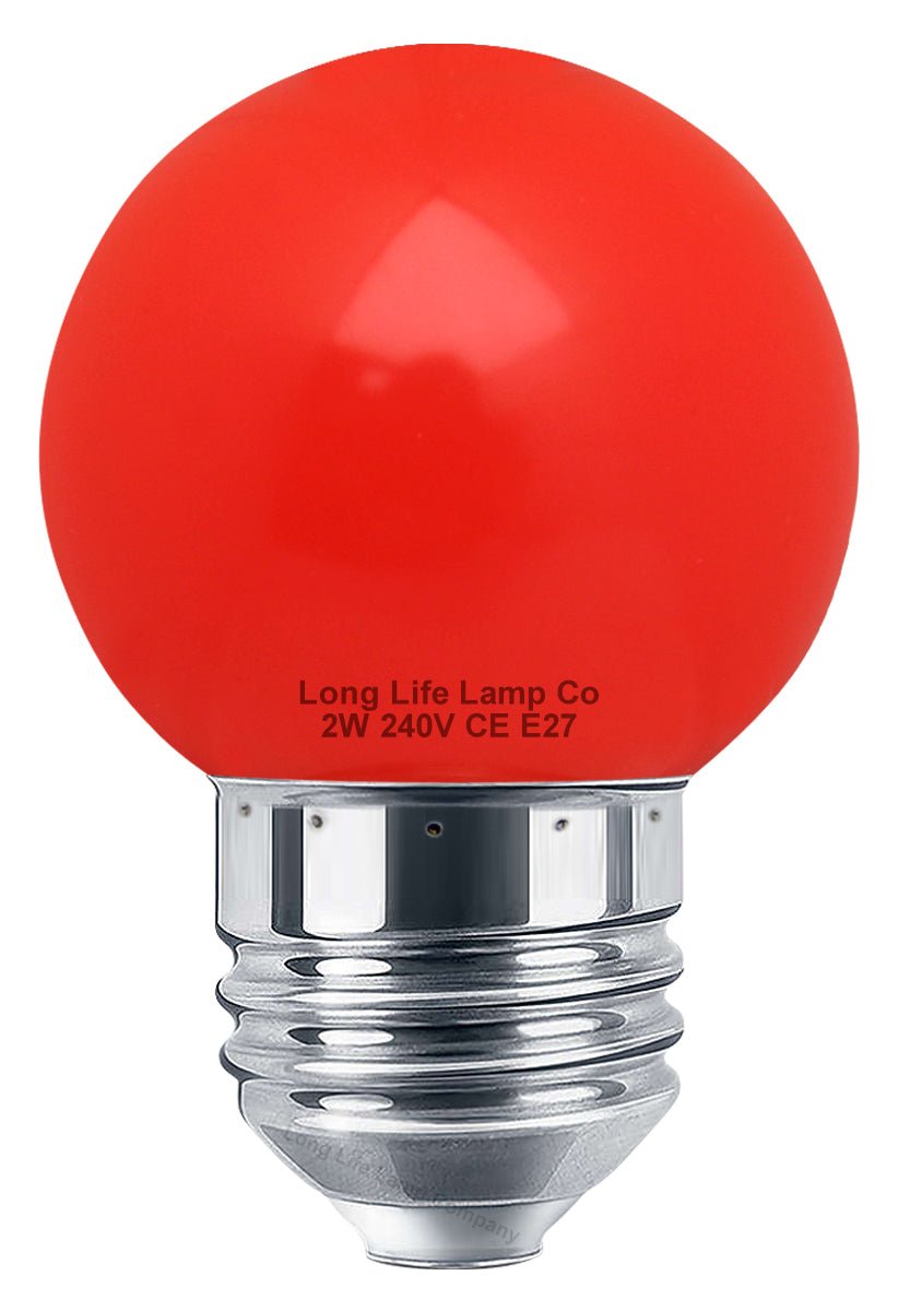 2w LED Coloured Mini Golf Balls E27 Edison Screw Fitting - Energy Light Bulbs - Free delivery on all orders