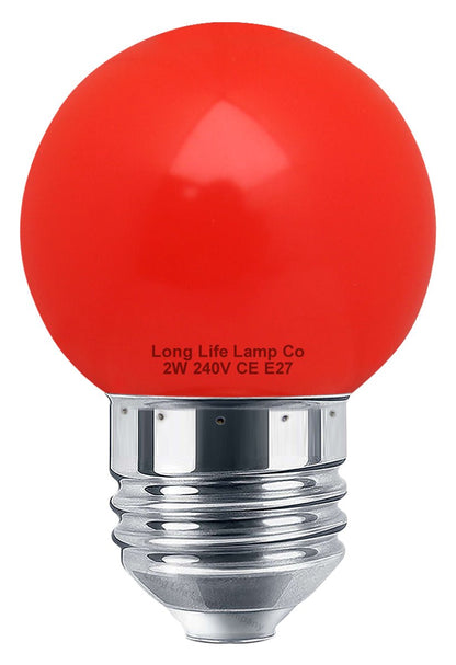 2w LED Coloured Mini Golf Balls E27 Edison Screw Fitting - Energy Light Bulbs - Free delivery on all orders