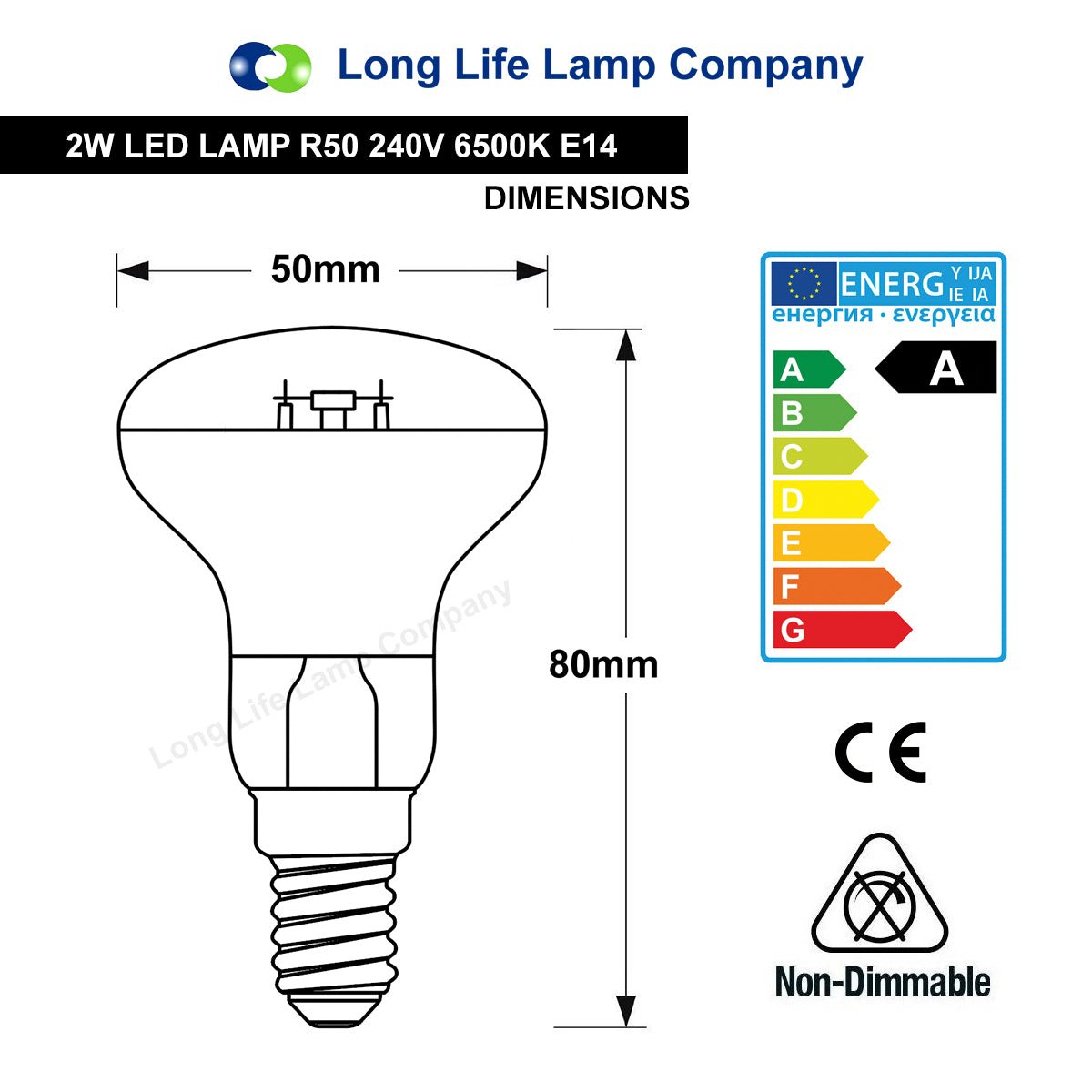 2w LED R50 Reflector Light Bulb E14 Cool White Replacement For Halogen Reflector Spots - Energy Light Bulbs - Free delivery on all orders