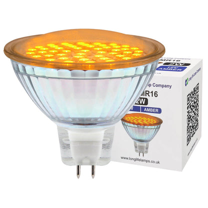 2w MR16 LED Amber Low Voltage Spot light Bulb 12v - Energy Light Bulbs - Free delivery on all orders