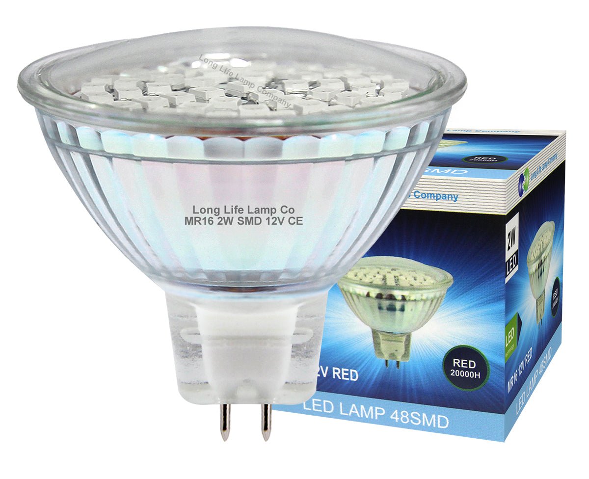 2w MR16 LED Red Low Voltage Spot light Bulb 12V - Energy Light Bulbs - Free delivery on all orders