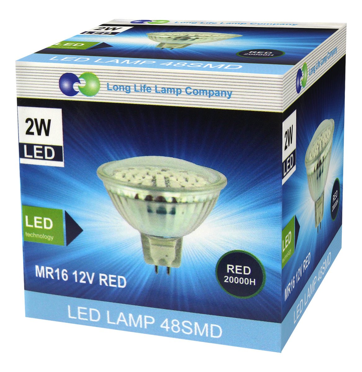 2w MR16 LED Red Low Voltage Spot light Bulb 12V - Energy Light Bulbs - Free delivery on all orders