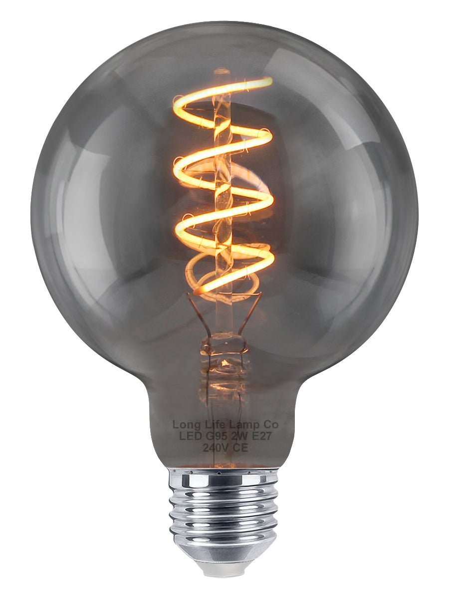 2w Vintage LED G95 Bulb E27 Spiral Filament Smoke Grey - Energy Light Bulbs - Free delivery on all orders