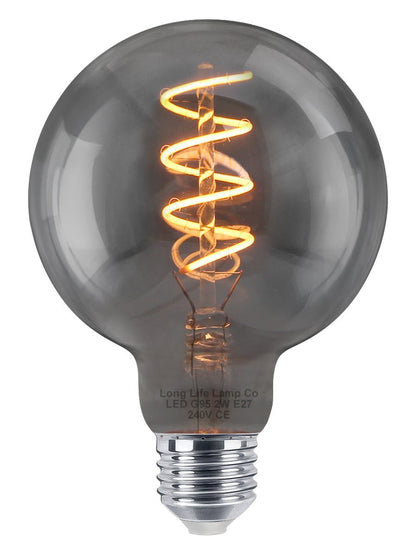 2w Vintage LED G95 Bulb E27 Spiral Filament Smoke Grey - Energy Light Bulbs - Free delivery on all orders