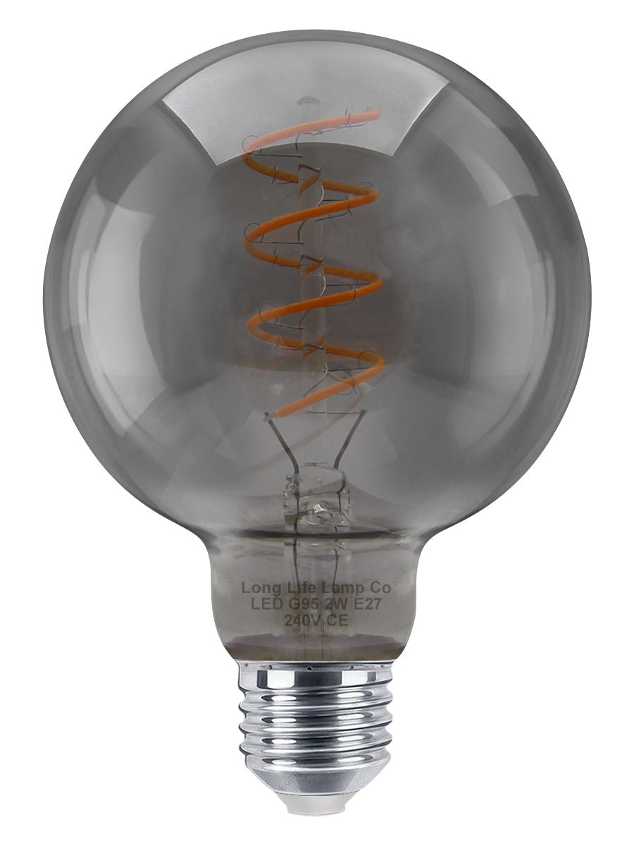 2w Vintage LED G95 Bulb E27 Spiral Filament Smoke Grey - Energy Light Bulbs - Free delivery on all orders