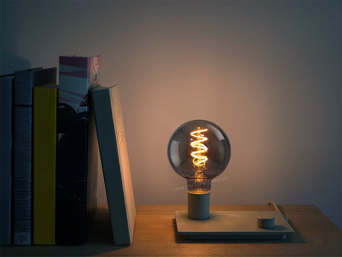 2w Vintage LED G95 Bulb E27 Spiral Filament Smoke Grey - Energy Light Bulbs - Free delivery on all orders