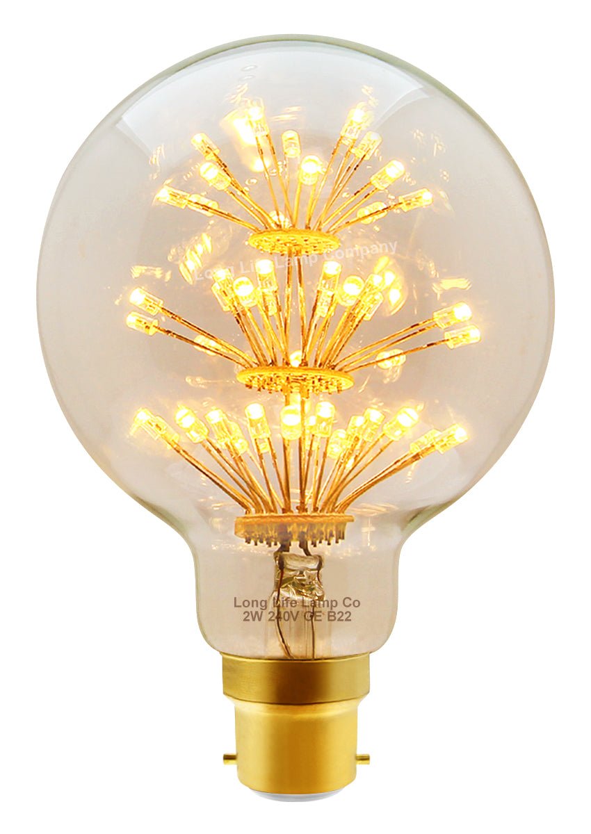 2w Vintage LED Globe Light Bulb B22 Clear Glass Tree Filament G95 - Energy Light Bulbs - Free delivery on all orders