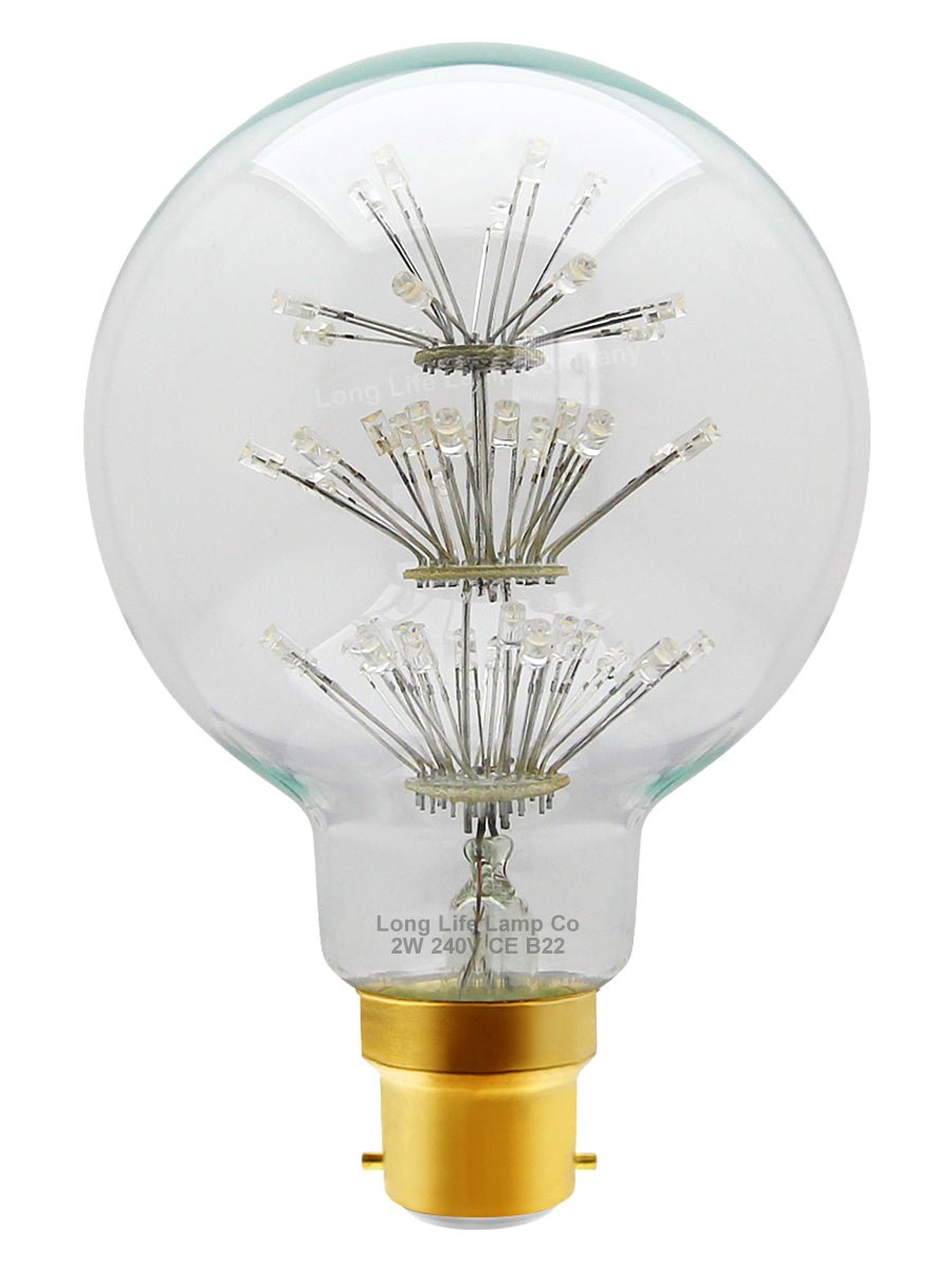 2w Vintage LED Globe Light Bulb B22 Clear Glass Tree Filament G95 - Energy Light Bulbs - Free delivery on all orders