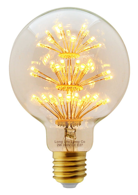 2w Vintage LED Globe Light Bulb E27 Clear Glass Tree Filament G95 - Energy Light Bulbs - Free delivery on all orders