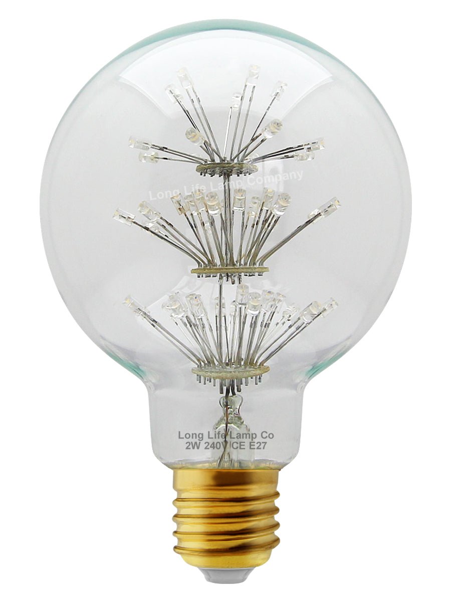 2w Vintage LED Globe Light Bulb E27 Clear Glass Tree Filament G95 - Energy Light Bulbs - Free delivery on all orders