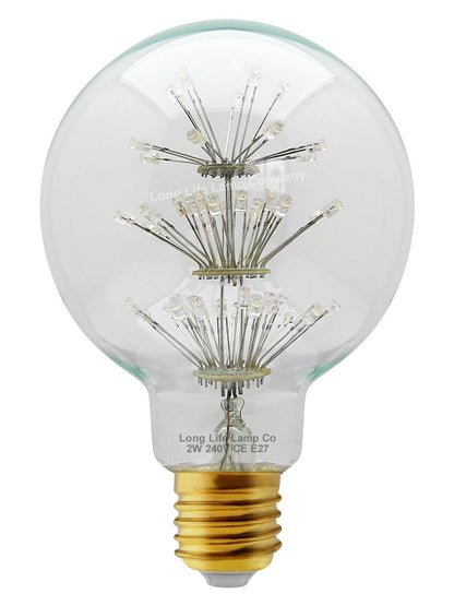 2w Vintage LED Globe Light Bulb E27 Clear Glass Tree Filament G95 - Energy Light Bulbs - Free delivery on all orders