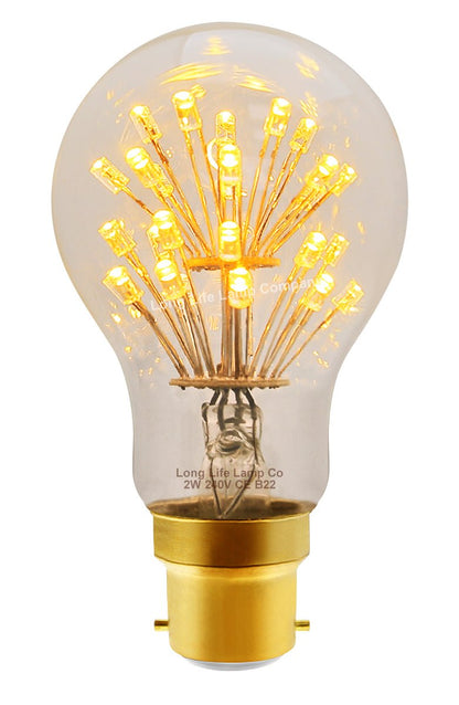 2w Vintage LED Light Bulb B22 Clear Glass Tree Filament A60 - Energy Light Bulbs - Free delivery on all orders