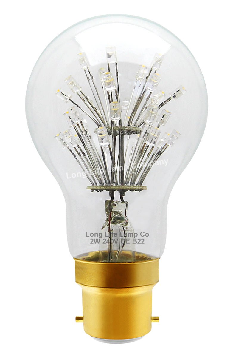 2w Vintage LED Light Bulb B22 Clear Glass Tree Filament A60 - Energy Light Bulbs - Free delivery on all orders