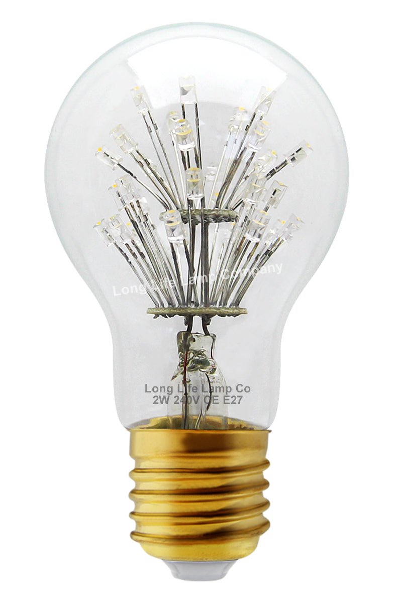 2w Vintage LED Light Bulb E27 Clear Glass Tree Filament A60 - Energy Light Bulbs - Free delivery on all orders