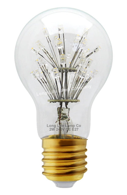 2w Vintage LED Light Bulb E27 Clear Glass Tree Filament A60 - Energy Light Bulbs - Free delivery on all orders