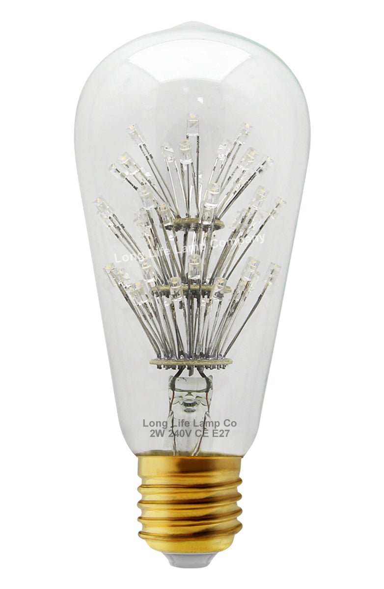 2w Vintage LED Squirrel Cage Light Bulb E27 Clear Glass Tree Filament ST58 - Energy Light Bulbs - Free delivery on all orders