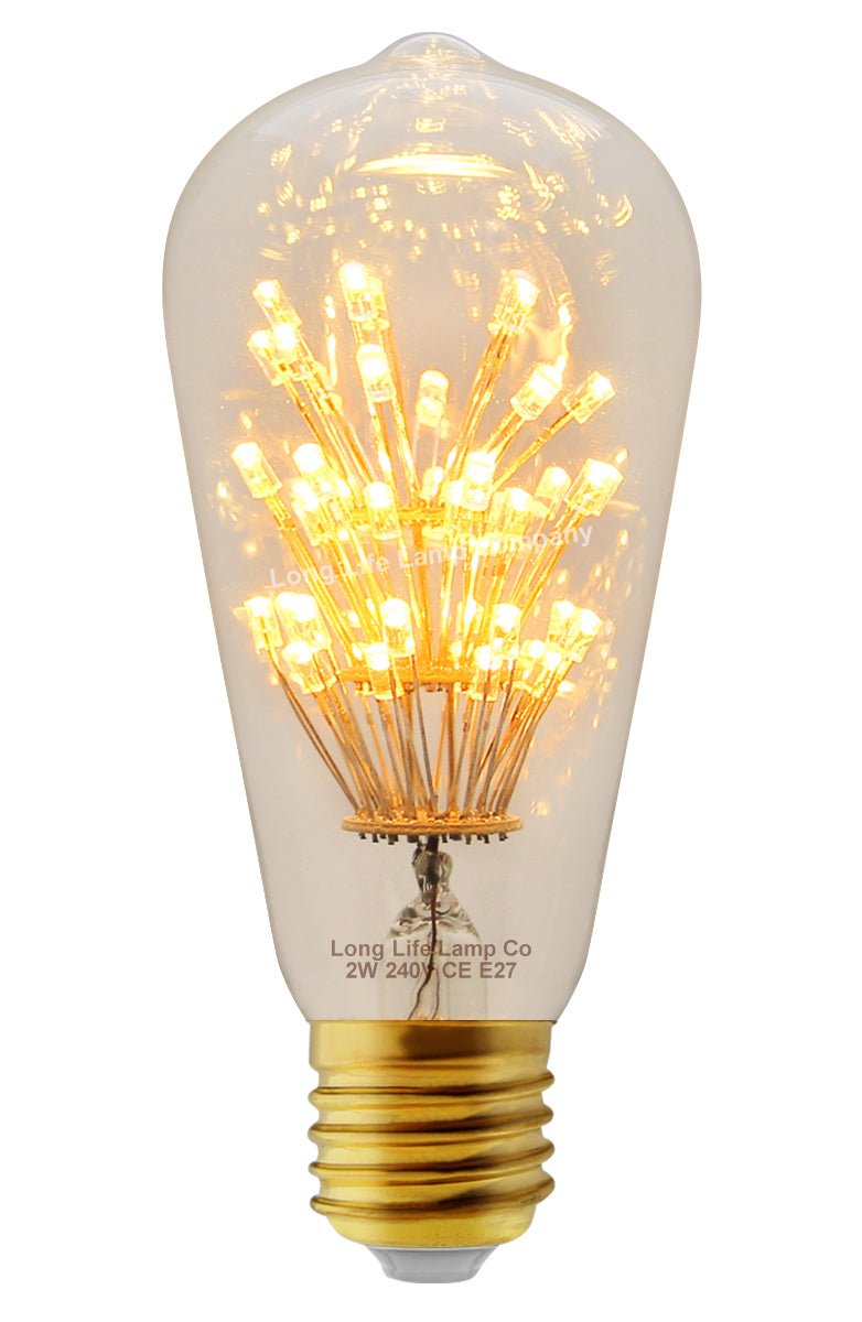 2w Vintage LED Squirrel Cage Light Bulb E27 Clear Glass Tree Filament ST58 - Energy Light Bulbs - Free delivery on all orders