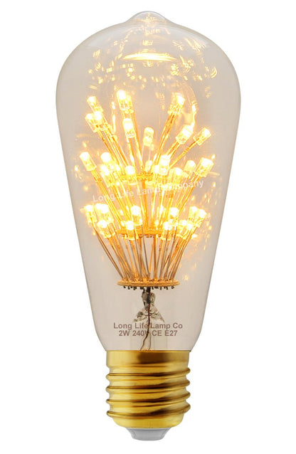 2w Vintage LED Squirrel Cage Light Bulb E27 Clear Glass Tree Filament ST58 - Energy Light Bulbs - Free delivery on all orders