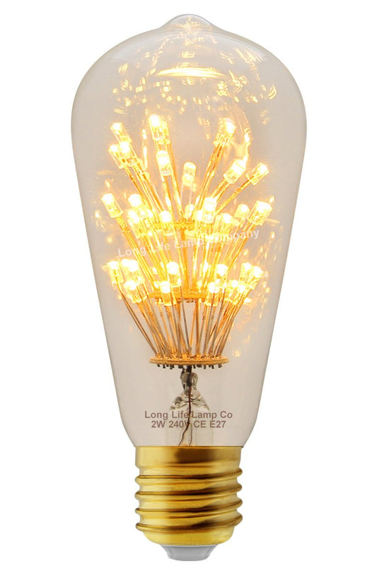 2w Vintage LED Squirrel Cage Light Bulb E27 Clear Glass Tree Filament ST58 - Energy Light Bulbs - Free delivery on all orders