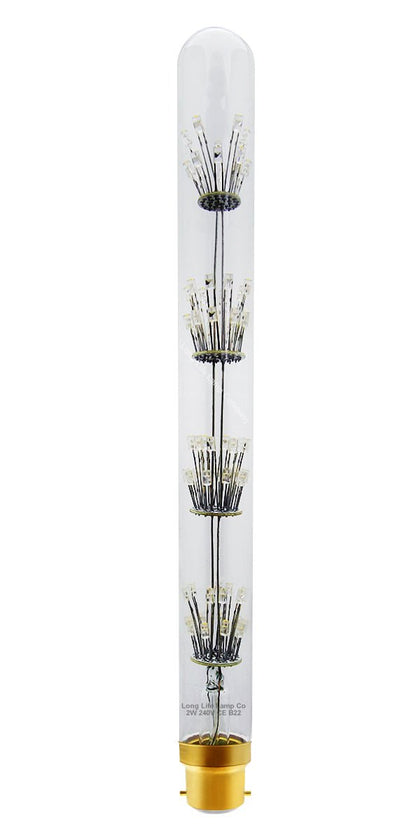 2w Vintage LED Tube Light Bulb B22 Clear Glass Tree Filament T28 - Energy Light Bulbs - Free delivery on all orders
