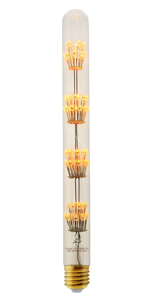 2w Vintage LED Tube Light Bulb E27 Clear Glass Tree Filament T28 - Energy Light Bulbs - Free delivery on all orders