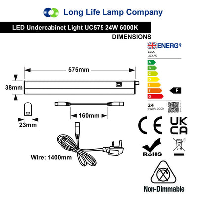 3 Pack 24W LED T5 Under Cabinet Light 6000K Cool White UC575 - Free delivery on all orders