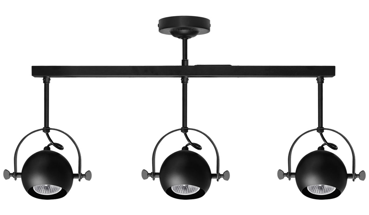 3 Way Ceiling Spot Light Adjustable Eyeball GU10 Black Metal Finish - Energy Light Bulbs - Free delivery on all orders
