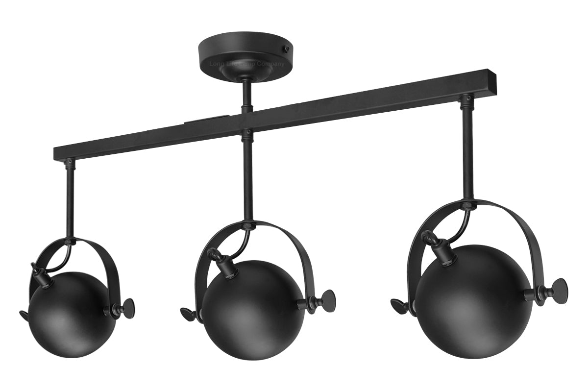 3 Way Ceiling Spot Light Adjustable Eyeball GU10 Black Metal Finish - Energy Light Bulbs - Free delivery on all orders
