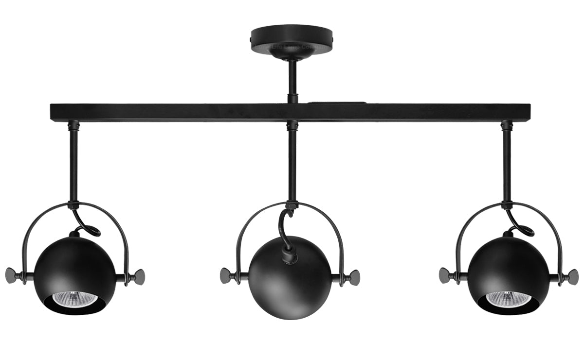 3 Way Ceiling Spot Light Adjustable Eyeball GU10 Black Metal Finish - Energy Light Bulbs - Free delivery on all orders