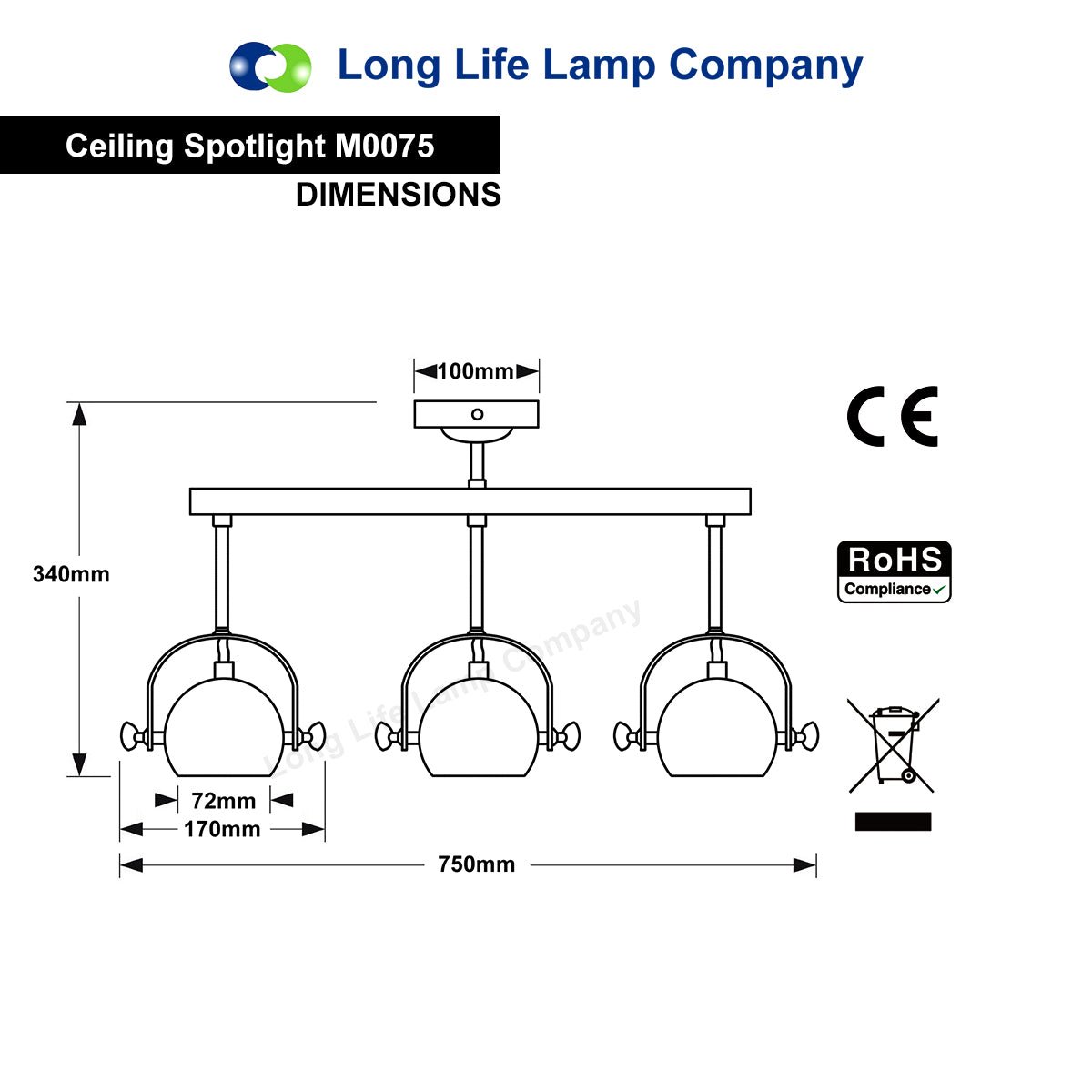 3 Way Ceiling Spot Light Adjustable Eyeball GU10 Black Metal Finish - Energy Light Bulbs - Free delivery on all orders