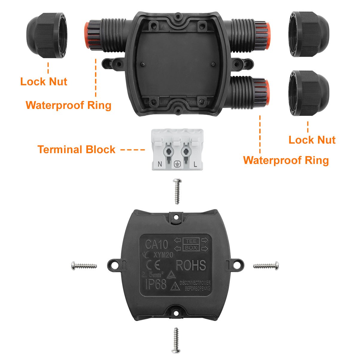 3 Way Waterproof IP68 Junction Box Push Clip - Energy Light Bulbs - Free delivery on all orders