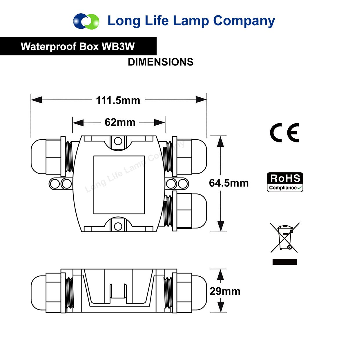 3 Way Waterproof IP68 Junction Box Push Clip - Energy Light Bulbs - Free delivery on all orders
