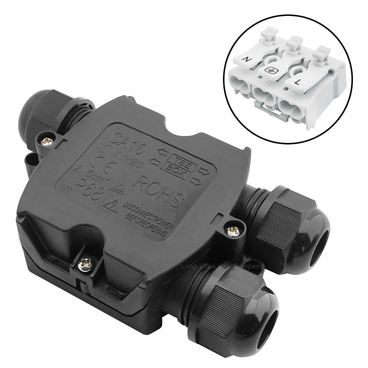 3 Way Waterproof IP68 Junction Box Push Clip - Energy Light Bulbs - Free delivery on all orders
