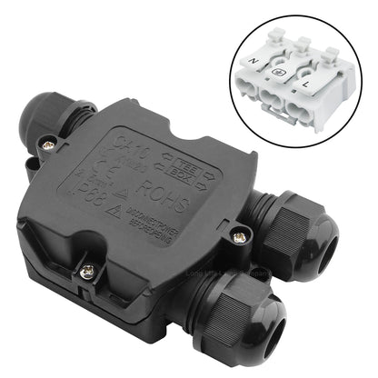 3 Way Waterproof IP68 Junction Box Push Clip - Energy Light Bulbs - Free delivery on all orders