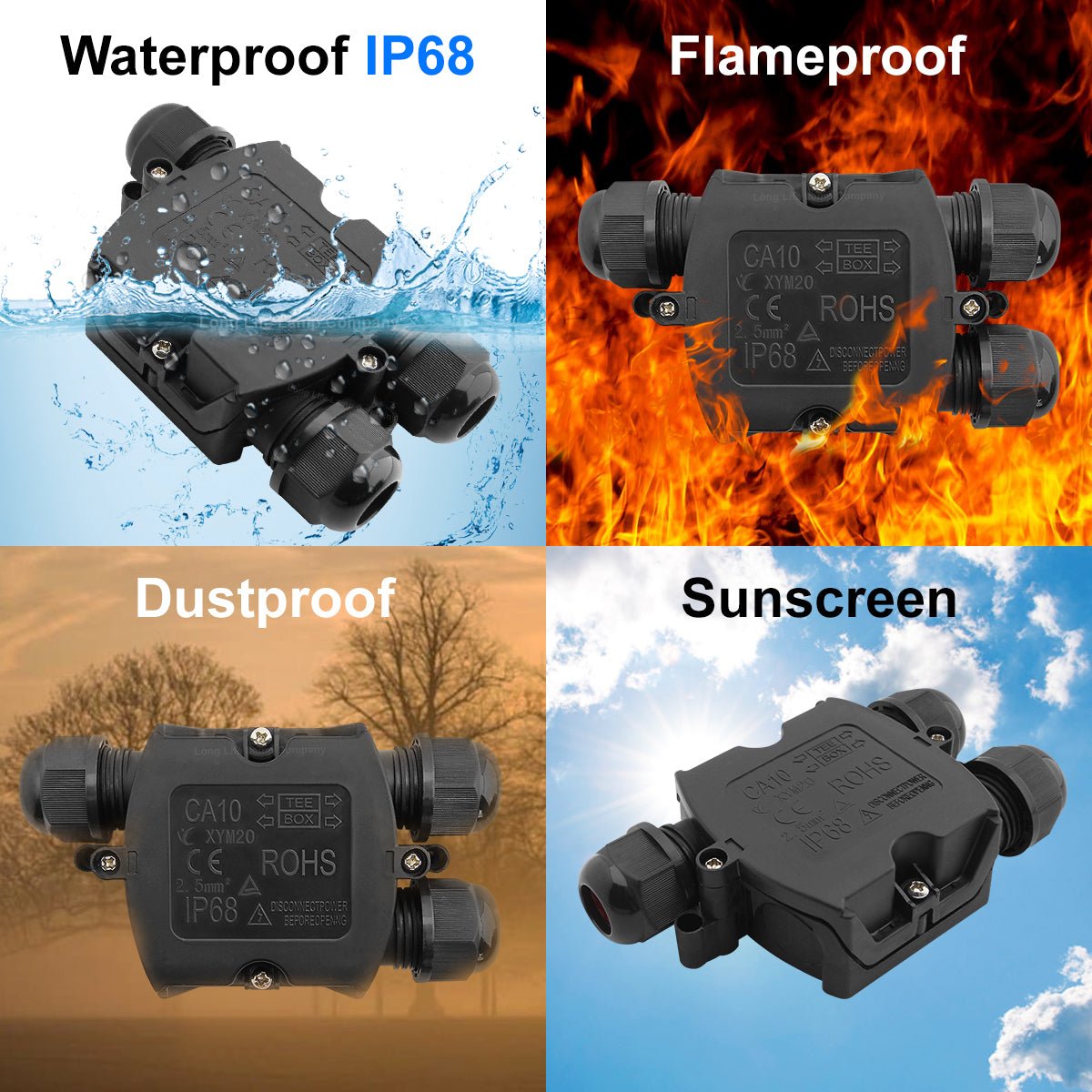 3 Way Waterproof IP68 Junction Box Push Clip - Energy Light Bulbs - Free delivery on all orders