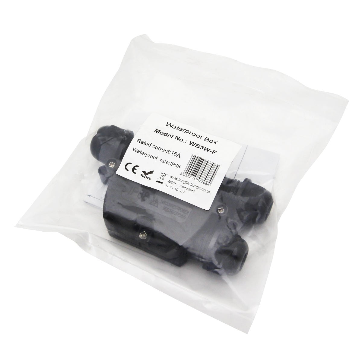 3 Way Waterproof IP68 Junction Box Push Clip - Energy Light Bulbs - Free delivery on all orders