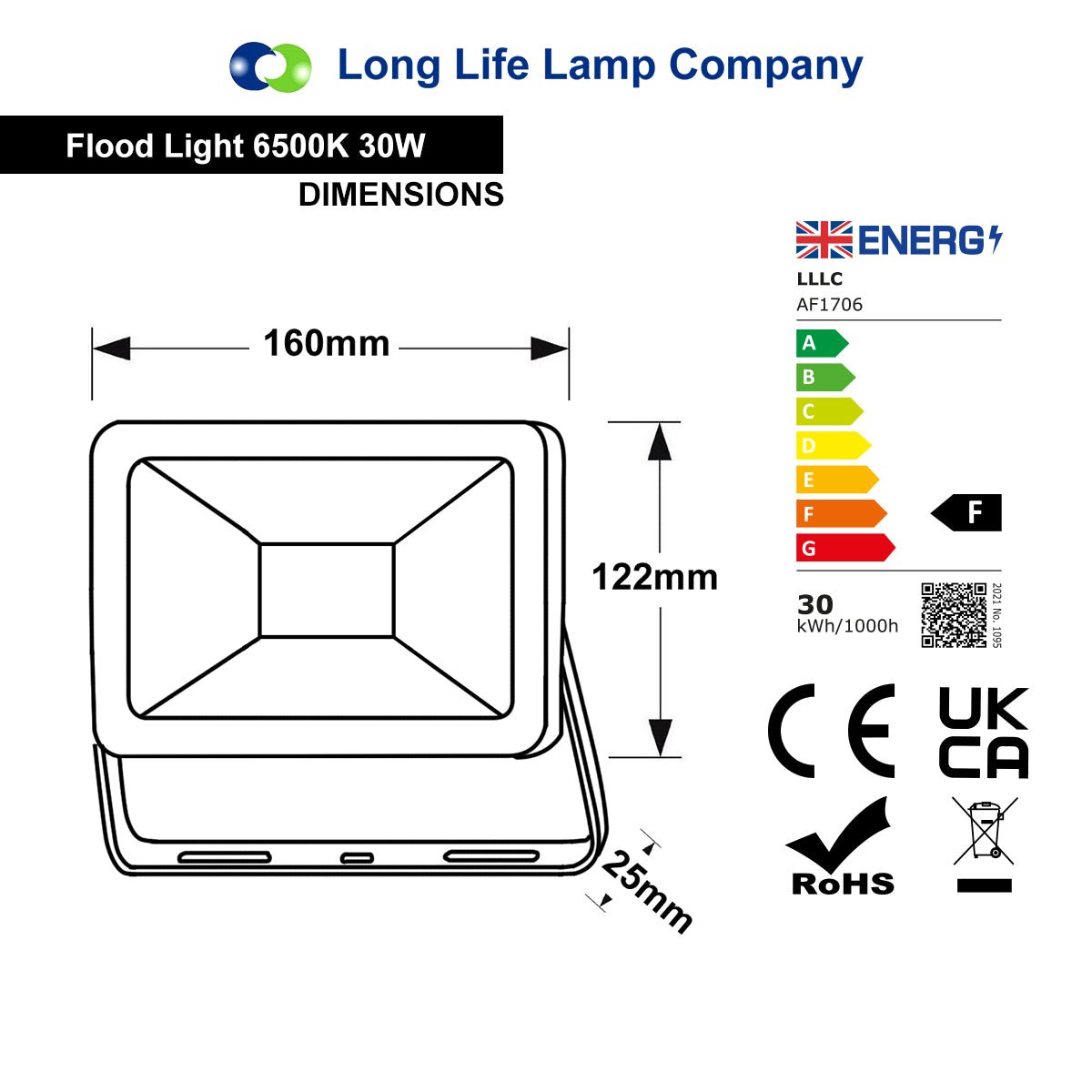 30w LED Floodlight IP65 Waterproof Cool White - Energy Light Bulbs - Free delivery on all orders