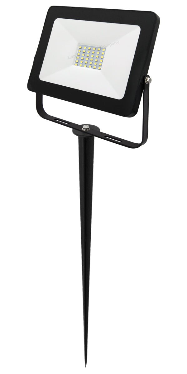 30W LED Ground Mount Flood Light Cool White 4 meter wire UK plug with Spike 450mm Long Stake - Energy Light Bulbs - Free delivery on all orders