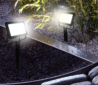 30W LED Ground Mount Flood Light Cool White 4 meter wire UK plug with Spike 450mm Long Stake - Energy Light Bulbs - Free delivery on all orders