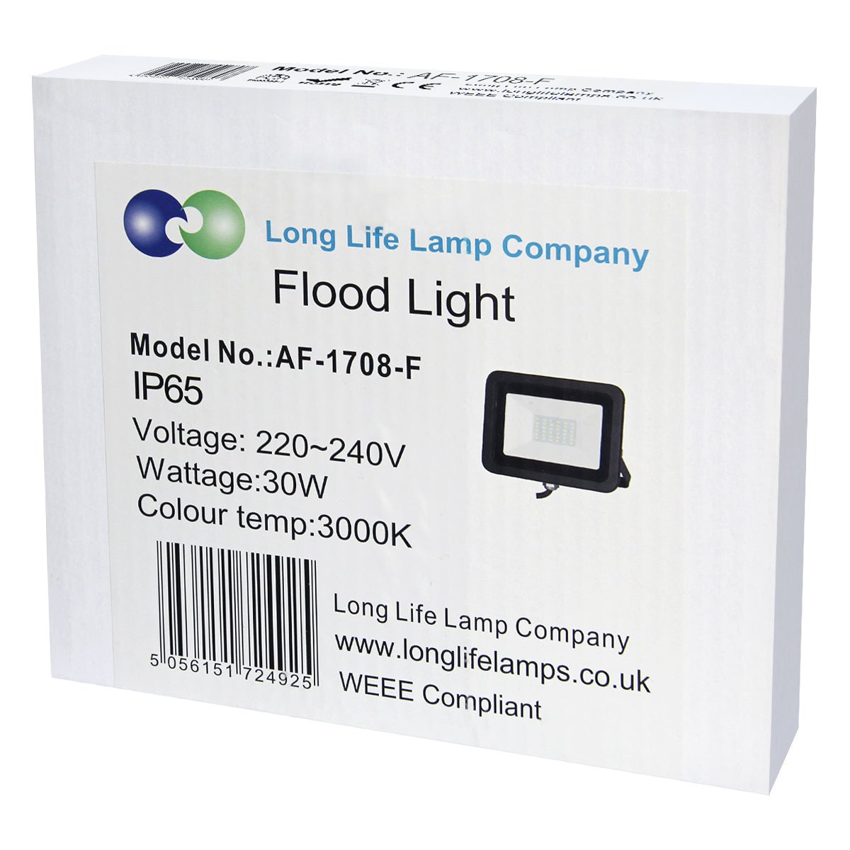 30W Outdoor LED Flood Light Warm White 3000K IP65 - Energy Light Bulbs - Free delivery on all orders