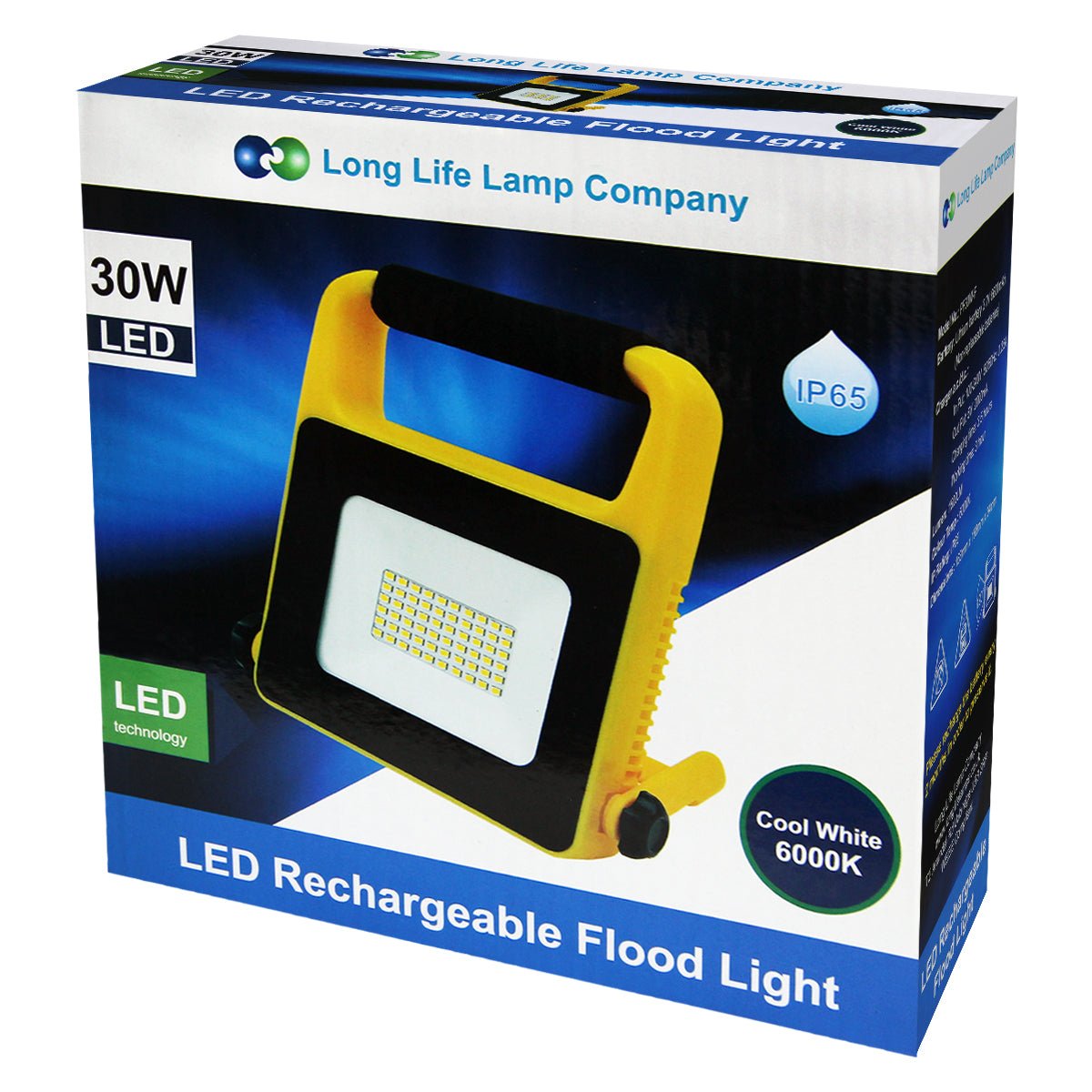 30W Rechargeable LED Work Light Portable IP65 6000K Flood Light - Energy Light Bulbs - Free delivery on all orders