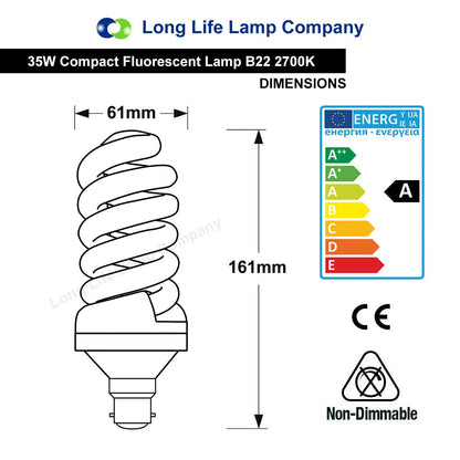 35w B22 Energy Saving Spiral Light Bulb 175w Equivalent Special Offer - Energy Light Bulbs - Free delivery on all orders