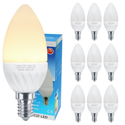 3.5w Frosted Cover LED Candle Warm White 3000K 2Pack or 4Pack or 10Pack - Energy Light Bulbs - Free delivery on all orders