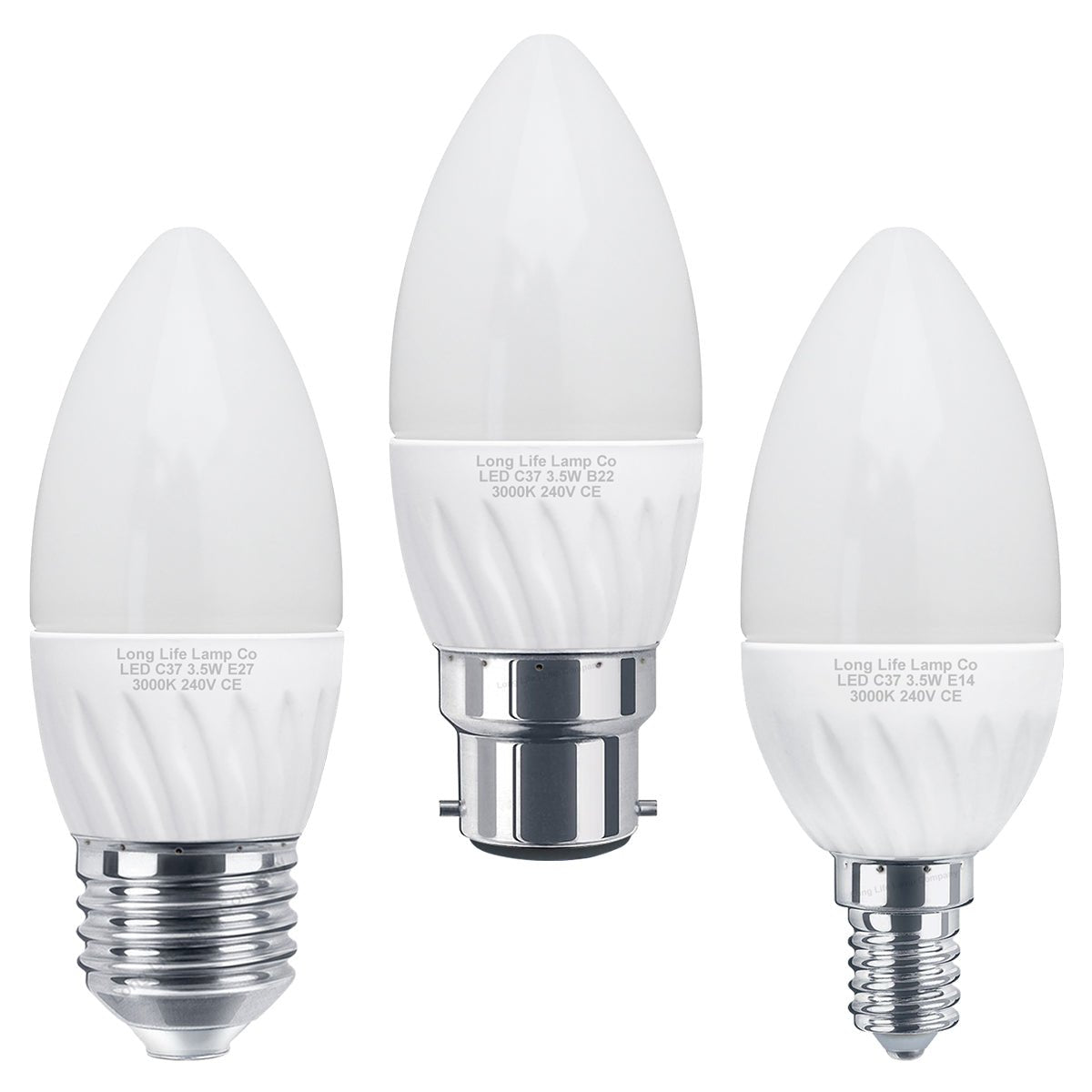 3.5w Frosted Cover LED Candle Warm White 3000K 2Pack or 4Pack or 10Pack - Energy Light Bulbs - Free delivery on all orders