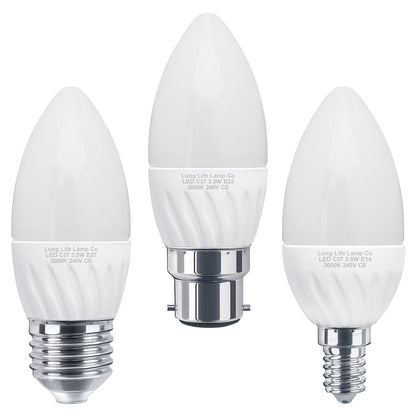 3.5w Frosted Cover LED Candle Warm White 3000K 2Pack or 4Pack or 10Pack - Energy Light Bulbs - Free delivery on all orders